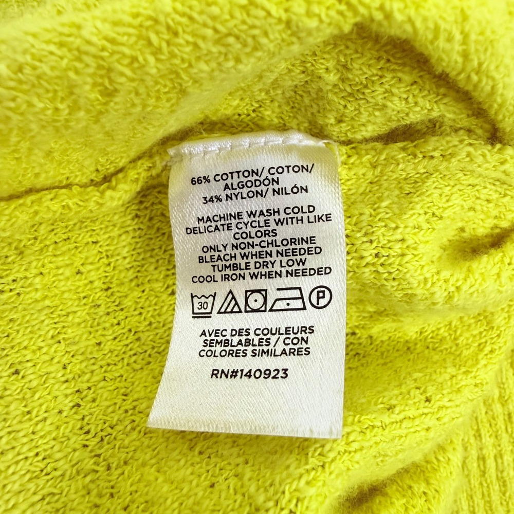 LOFT Henley Sweater Top Size M Bright Yellow Knit Cotton Blend 3/4 Sleeves Chic - Picture 10 of 14